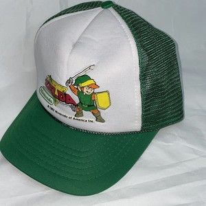 Vintage 1989 Nintendo The Legend of Zelda Link Mesh Truckers Cap Hat Green White